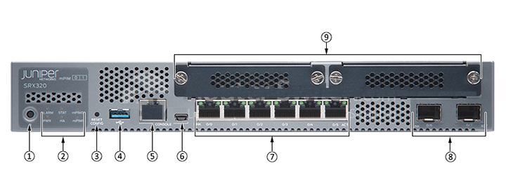 Các công mặt trước tường lửa Juniper SRX320 SRX320-SYS-JB