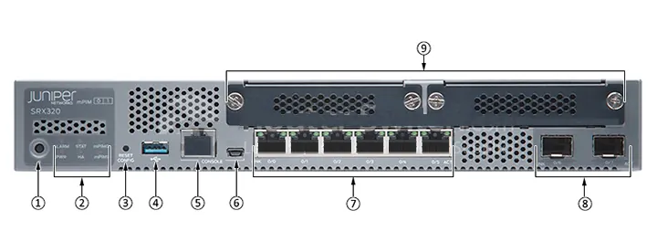 Các công mặt trước tường lửa Juniper SRX320 SRX320-SYS-JB