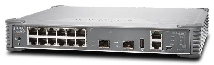 EX2300-C-12P EX2300 Compact Fanless 12-port 10/100/1000BASE-T PoE+, 2x 1/10GbE SFP/SFP+ (optics sold separately)