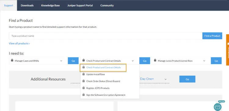 Đăng nhập vào Juniper Support Poral