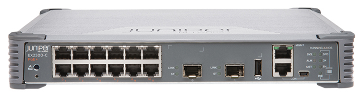 EX2300-C-12T EX2300 Compact Fanless 12-port 10/100/1000BASE-T, 2 x 1/10GbE SFP/SFP+